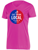 Eat and Drink Local Women's V-Neck Full Chest Logo T-Shirt